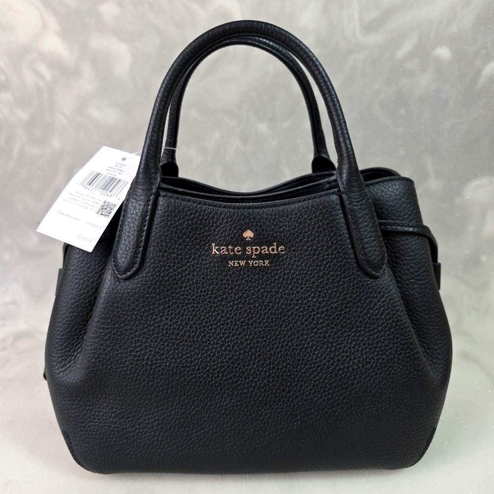 KATE SPADE DUMPLING SMALL SATCHEL SHOULDER CROSSBODY BAG TOTE BLACK LEATHER GOLD - Picture 1 of 14